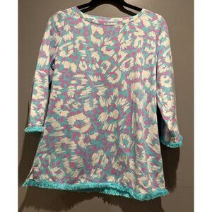 Belle Kim Gravel SX Multicolor Pullover Top Artsy Boho Holiday Comfy Oversized